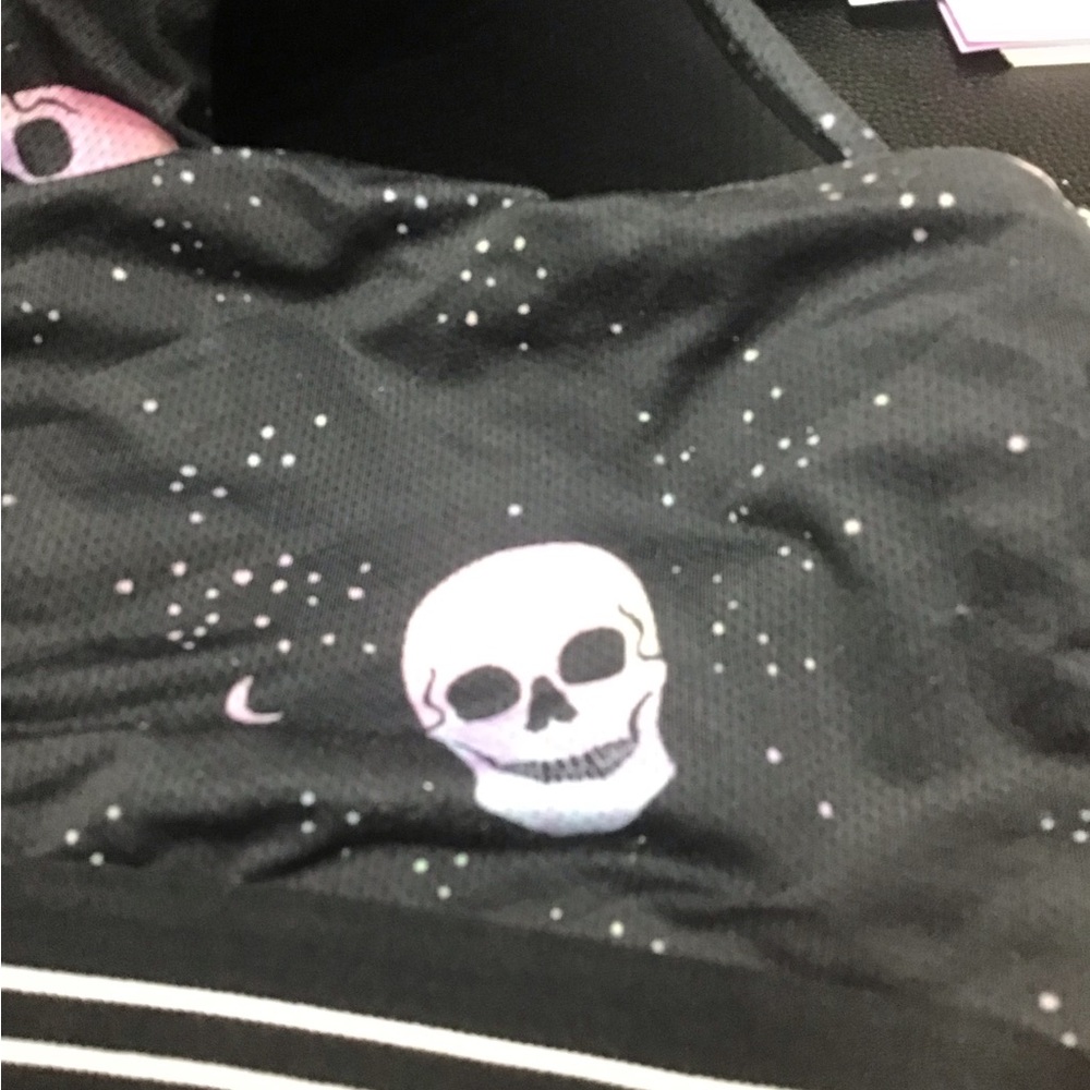 Torrid 44D plus size black skull active wear bra - Picture 6 of 8